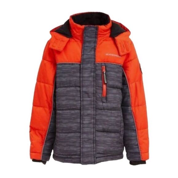 WEATHERPROOF KIDS' NWT ($120) Colorblocked Fleece Lined Hooded Puffer *Spice L